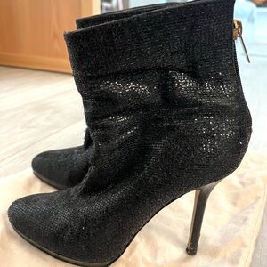 Jimmy Choo GLITTER Black Leather Zip Up Boots